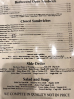 Barney's Hickory Pit menu