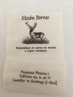 Mesón Porras menu