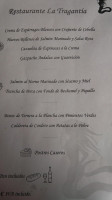 La Tragantía menu