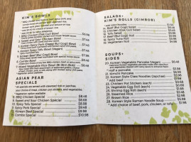 Asian Pear menu