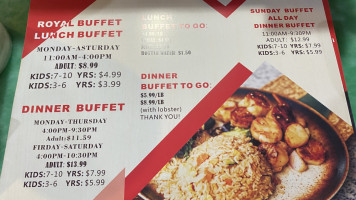 East Buffet menu