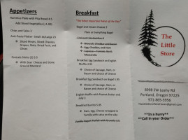 The Little Store menu