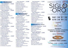 Siglo De Oro menu