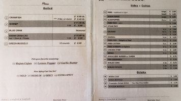 Danny's Crawfish Seafood menu