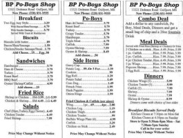 Po Boy Shop menu