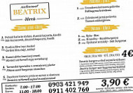 Restauracia Beatrix menu