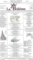 La Boheme menu