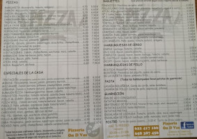 On D Vas Pizzeria Jimena menu