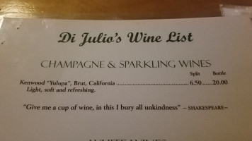 Dijulios Italian menu