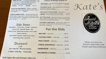 Aunt Kate's menu