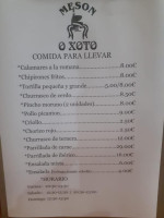 O Xoto O Grove menu