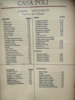 Casa Poli menu