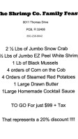 Surfside Shrimp Company menu