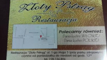 Złoty Pstrąg menu