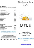 Lemon Drop Cafe menu