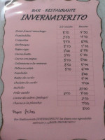 Bar Restaurante Invernaderito menu