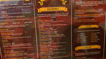 Pho Fever Bistro menu