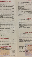 Saffron Indian Cuisine menu