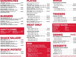 Shane's Rib Shack menu