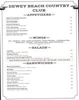 Dewey Beach Country Club menu