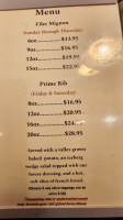 Quincys Steak Spirits menu