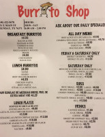 The Burrito Shop menu