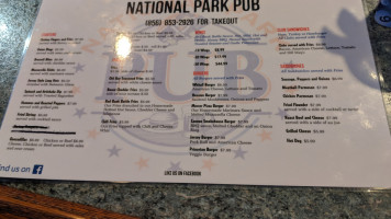 National Park Pub menu