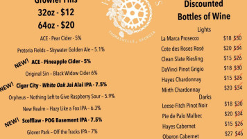 Hubs And Hops Bike Shop And Taproom menu