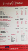 Turkish Kebab menu