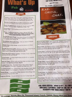 What's Up Pub Grub menu