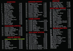 Indian Curry House menu