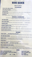 Wine Ranch Grill And Cellars menu