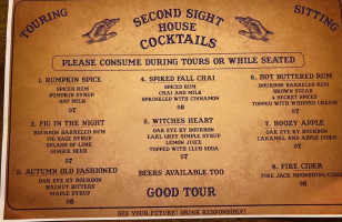 Second Sight Spirits menu