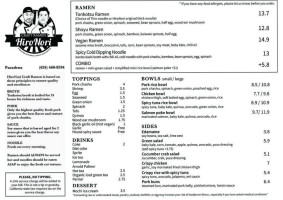 Hironori Craft Ramen menu