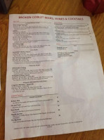 Broken Goblet Brewing menu