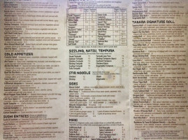 Takara Japanese menu