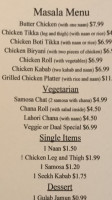 Masala menu