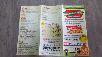 Good Brother's Pizza menu