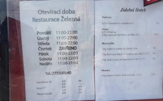 Restaurace Železná menu