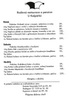 Penzion A Restaurace U Kašpárků menu