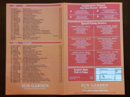 Sun Garden Chinese Restaurant menu