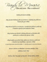 Brandy La Moravia menu