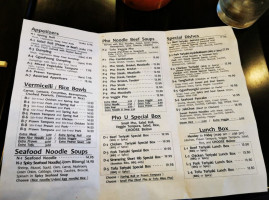 Pho U menu