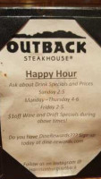 Outback Steakhouse menu