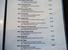 Yanaki Sushi menu