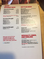 Boston Pizza menu