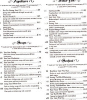 Siam Bistro menu