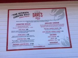 Dave's Lobster Halifax menu