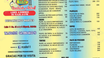 Mariscos Calle 11 Sitpach menu