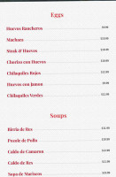 Mexico Tipico menu